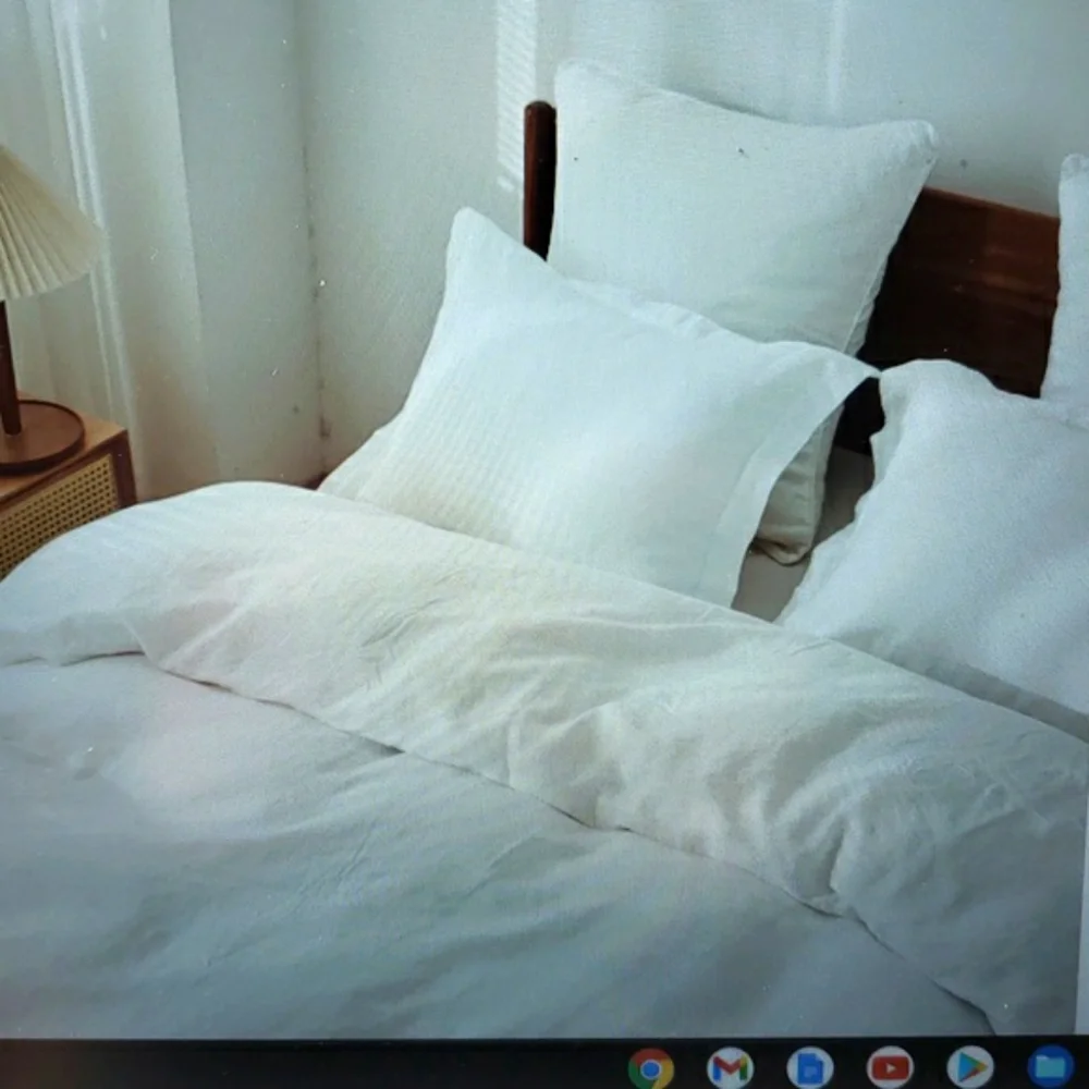 Simple Opulence White Linen Duvet Cover Textured Pattern & Matching Pillowcases